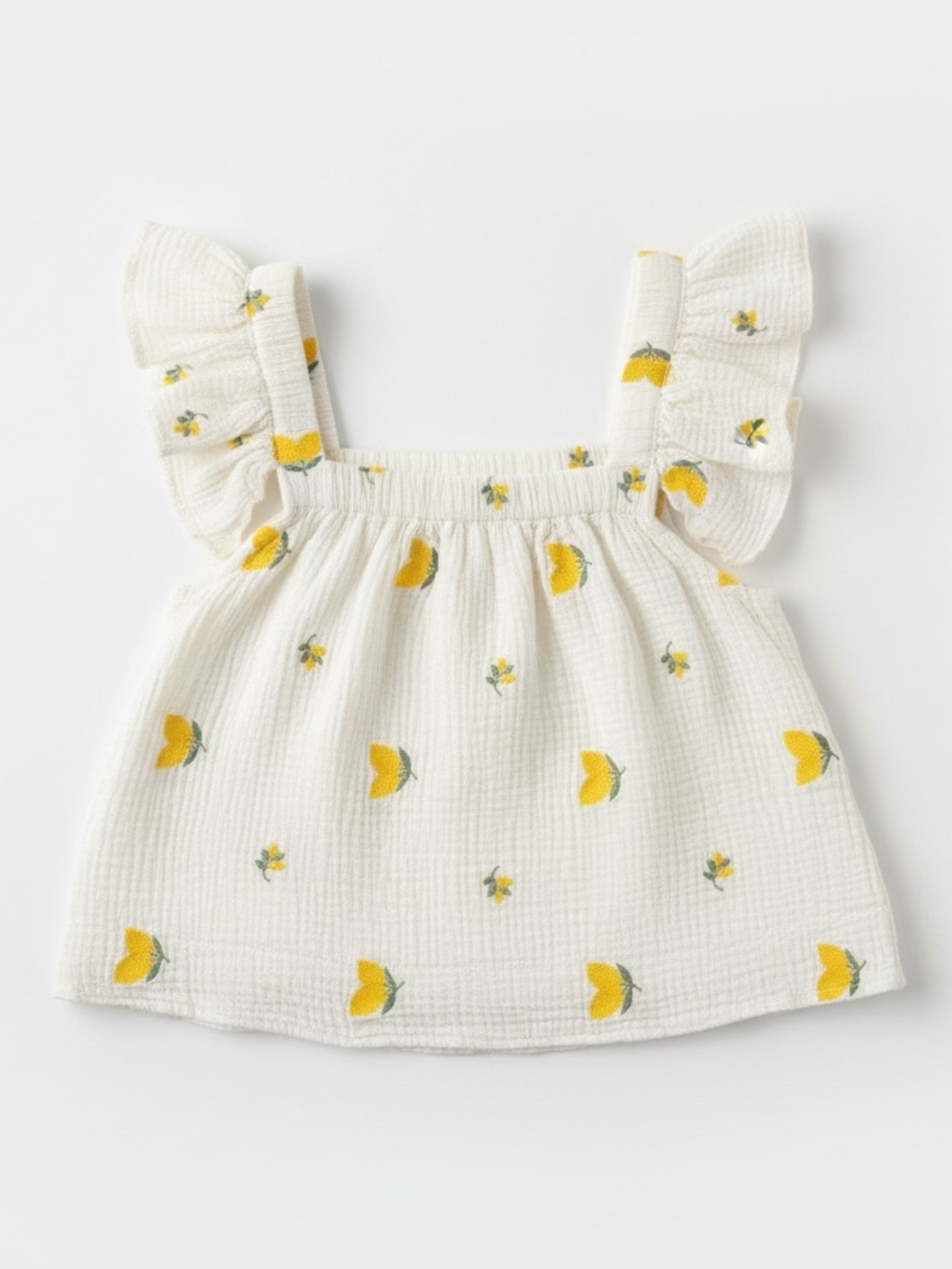 White Lemon Ruffle Strap Blouse for Women crop top